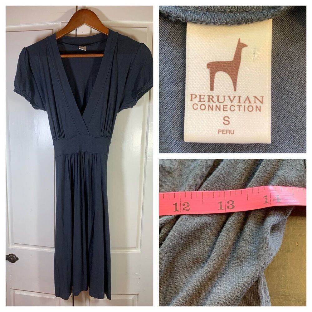 Peruvian‎ Connection Dress Womens Small Sheath Stretch Bodycon Midi Comfort READ
